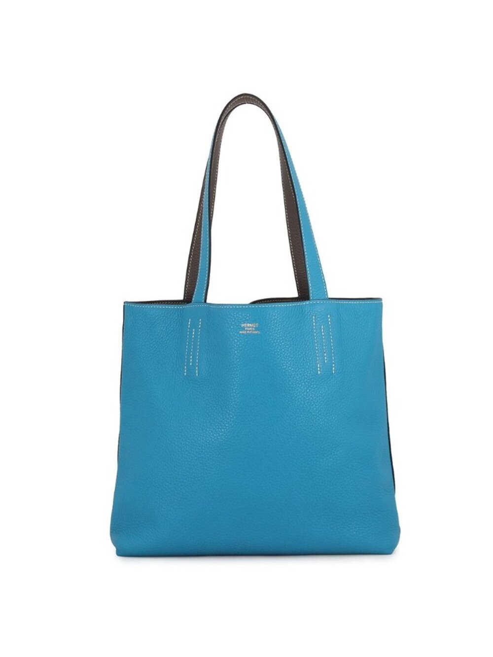 Hermes Tote Bag Double Sens 28 Etain Blue Zanzibar Taurillon Clemence Reversible